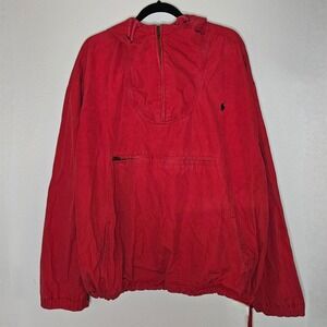 Vintage Polo Ralph Lauren Red Hooded Pullover Anorak Jacket‎